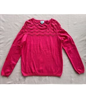 CeCe by Cynthia Steffe Women's Pink Chevron Pullover Sweater Size M Casual